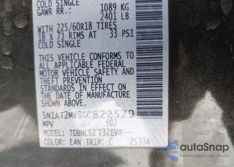 2016 Nissan Rogue Sl из США, поврежденный, VIN 5N1AT2MV8GC822529